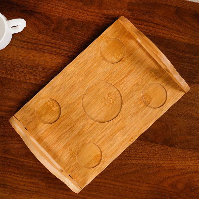 Art Deco Style Ceramic Tea Set With Wooden Serving Tray