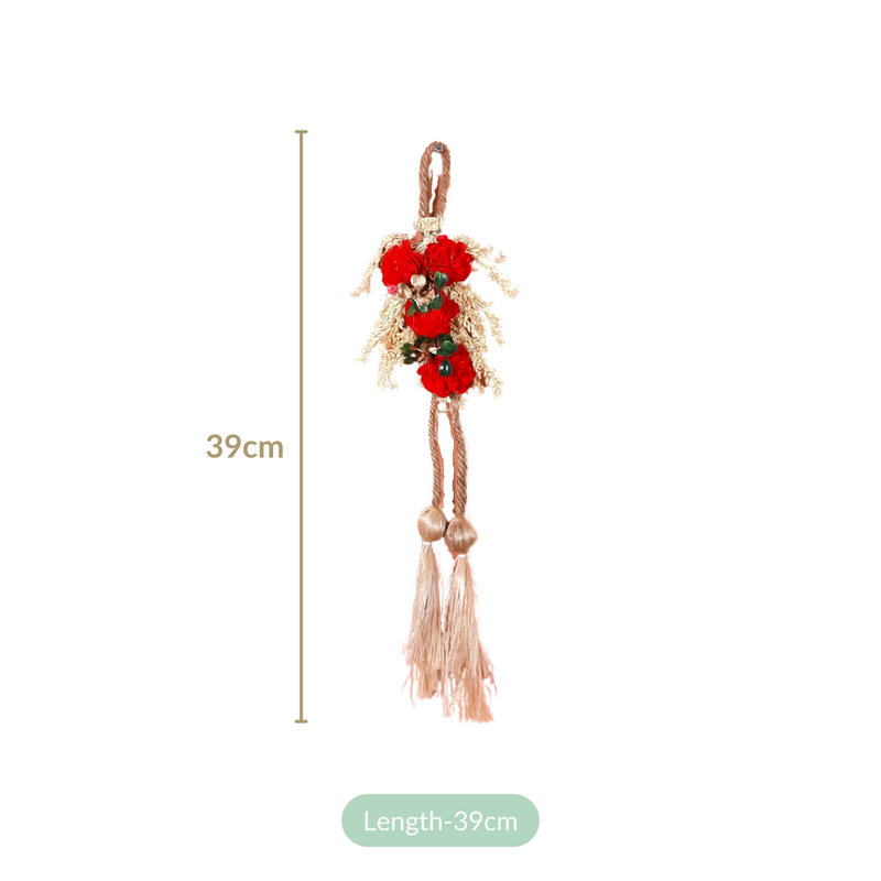Set Of 6 Mini Floral Wall Hangings With Tassels