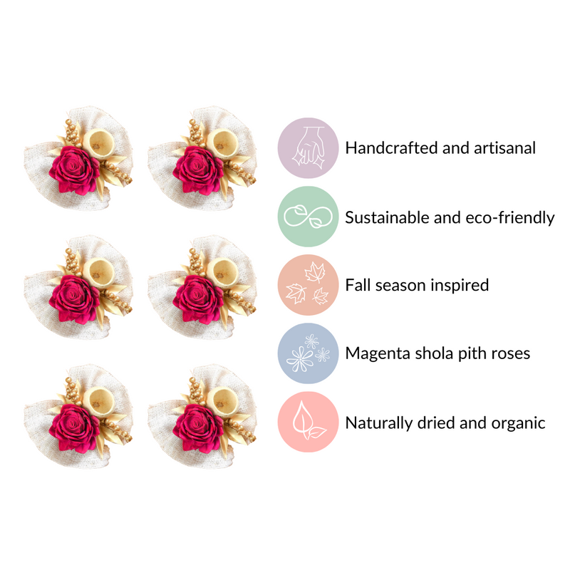 Queen Pink Rose Decorative Flower Set of 6