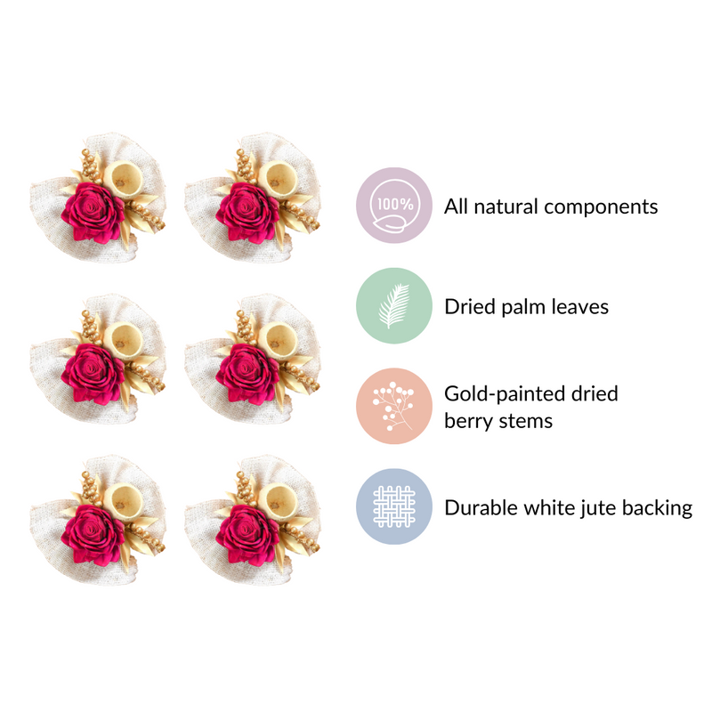 Queen Pink Rose Decorative Flower Set of 6