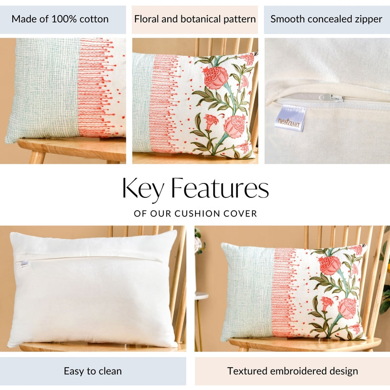 Artisan Bloom Cotton Cushion Cover 50x36cm