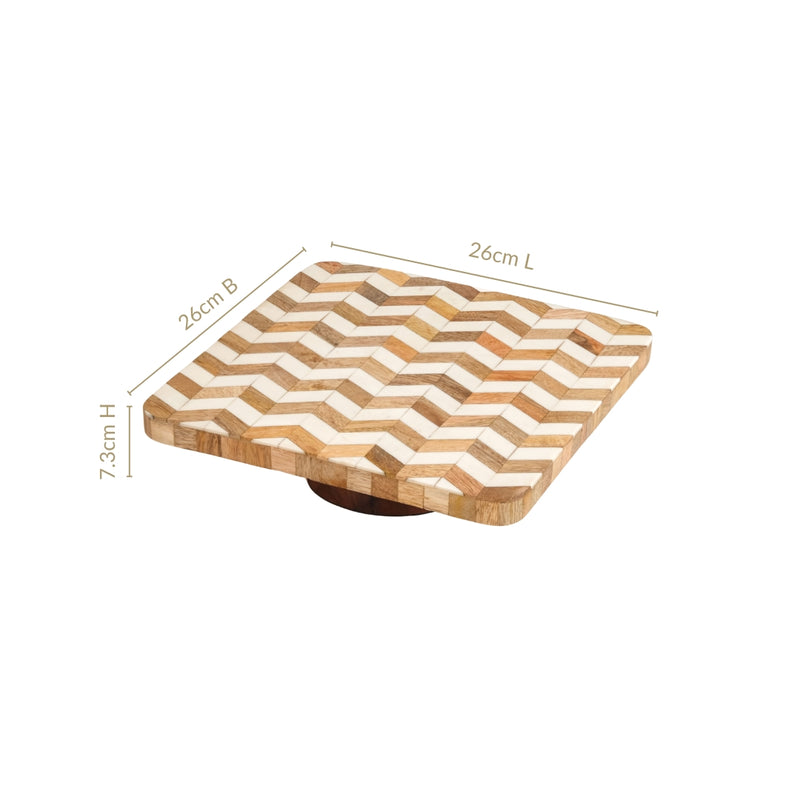 Artisan Chevron Square Wooden Dessert Riser