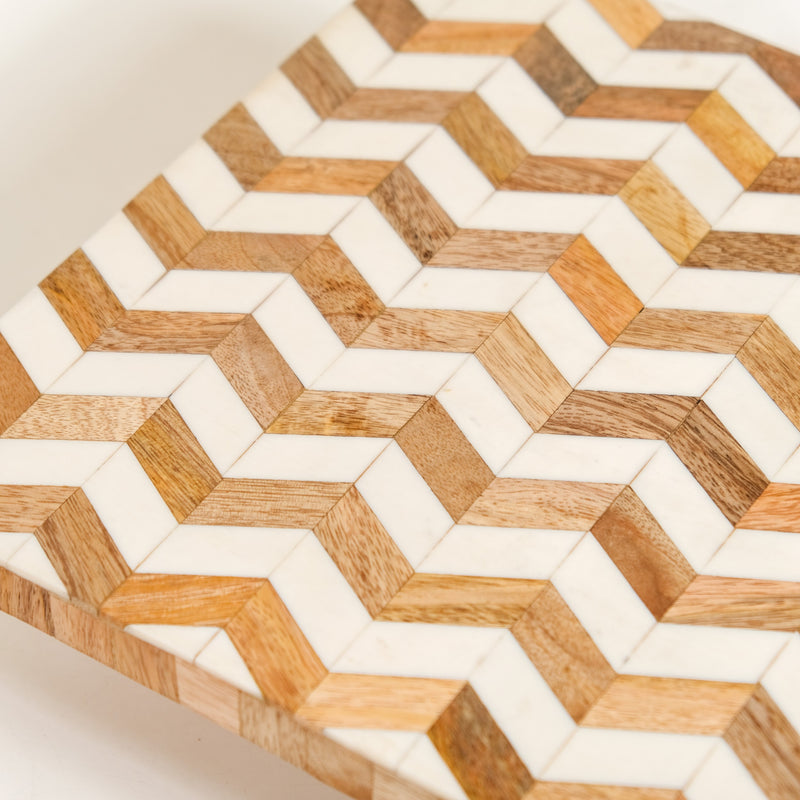 Artisan Chevron Square Wooden Dessert Riser