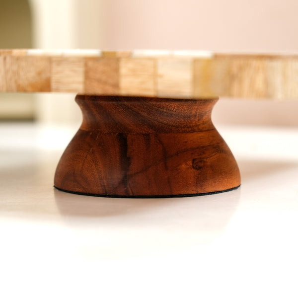 Artisanal Chevron Square Wooden Dessert Riser 26x26cm