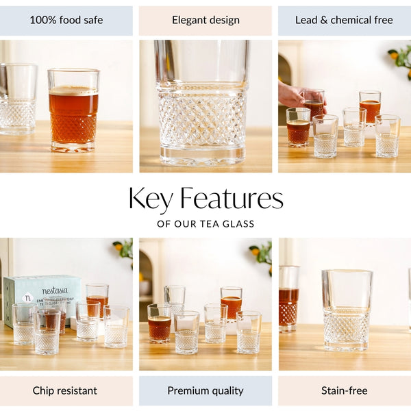 Textured Tea Glass Set Of 6 190ml