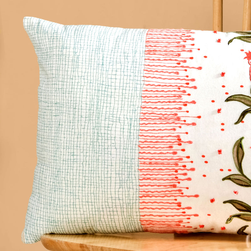 Artisanal Bloom Cotton Cushion Cover 50x36cm