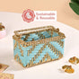 Artisanal Organiser And Hamper Basket Blue And Gold