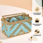 Artisanal Organiser And Hamper Basket Blue And Gold