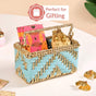 Artisanal Organiser And Hamper Basket Blue And Gold