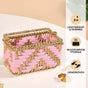 Artisanal Organiser And Hamper Basket Pink And Gold