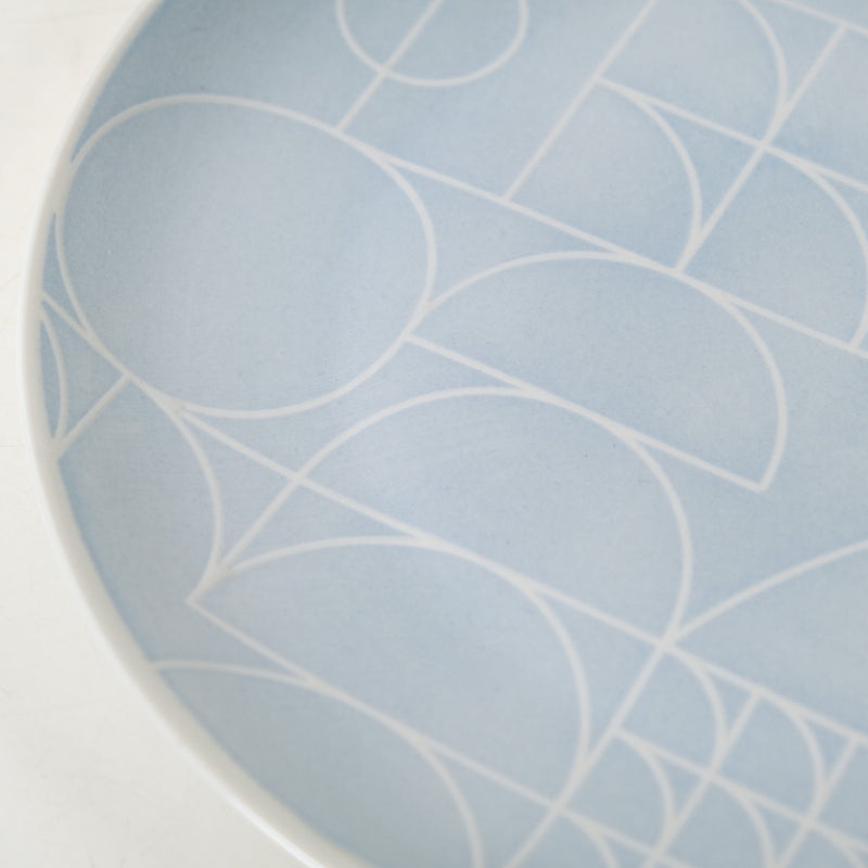 Ascentia Art Deco Printed Dinner Plate Set Of 4 Blue 10 Inch