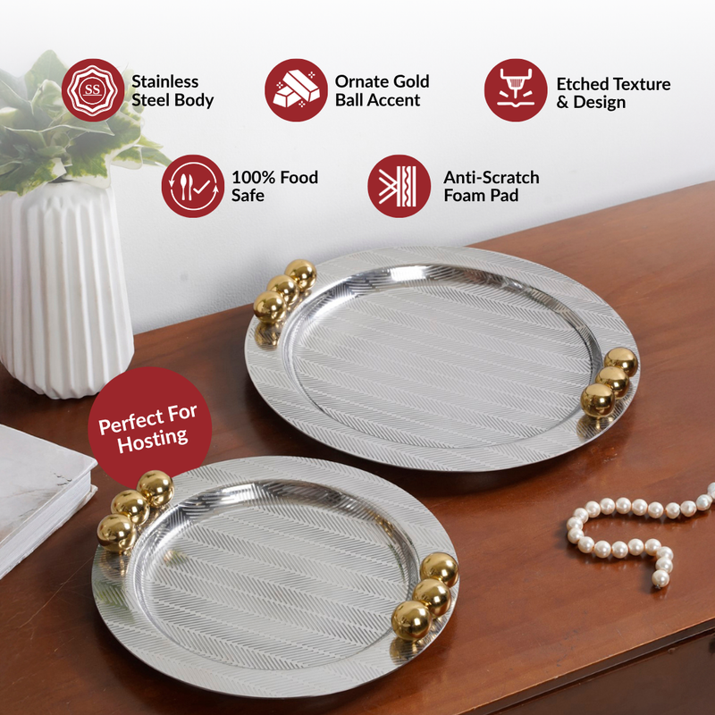 Aurelia Ornate Round Tray Set Of 2