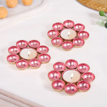 Aurora Blush Iron Tealight Holder Set Of 3