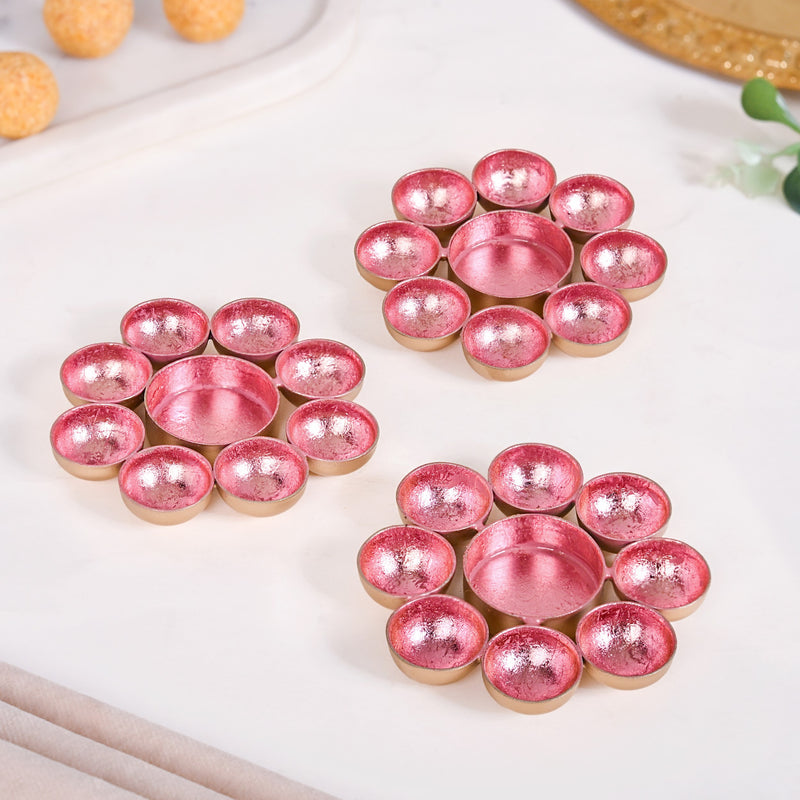 Aurora Blush Iron Tealight Holder Set Of 3