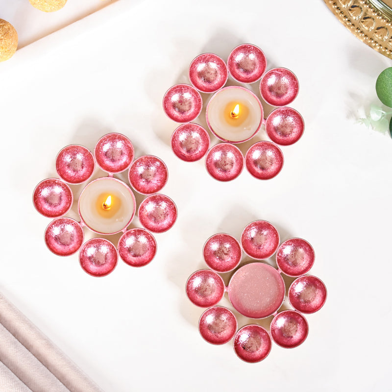 Aurora Blush Iron Tealight Holder Set Of 3