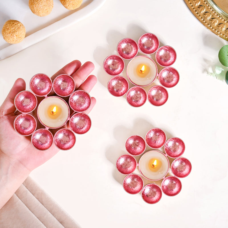 Aurora Blush Iron Tealight Holder Set Of 3