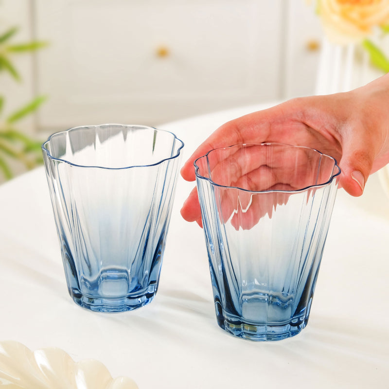 Aurora Ombre Fluted Tumbler Set Of 2 Blue 270ml