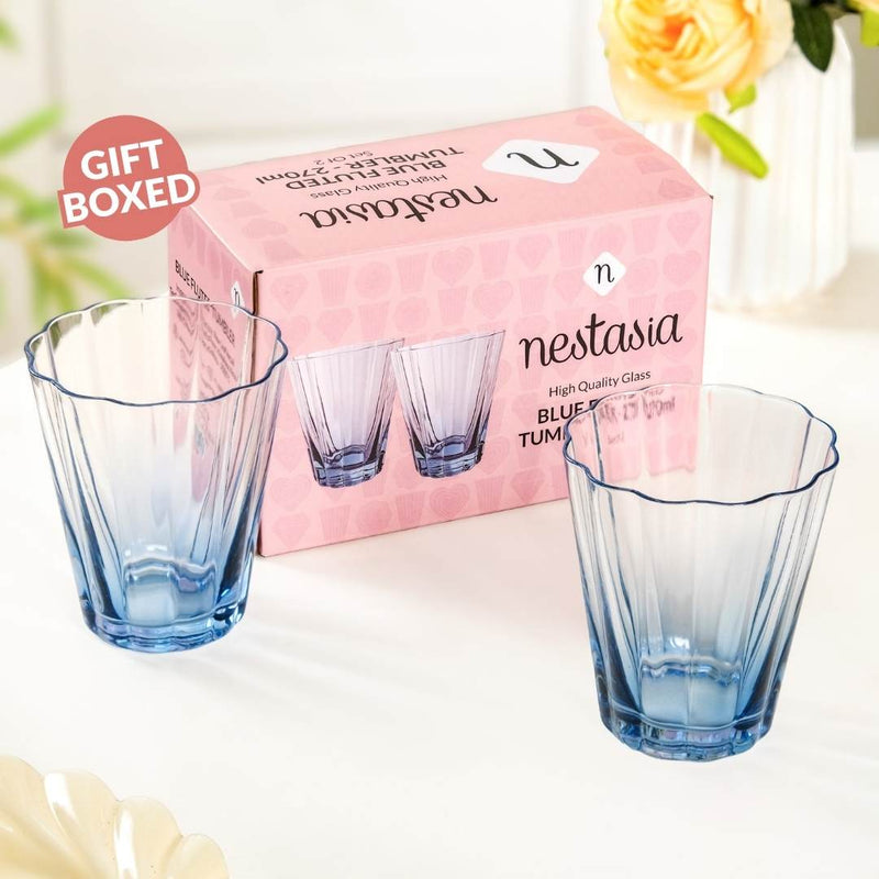 Aurora Ombre Fluted Tumbler Set Of 2 Blue 270ml