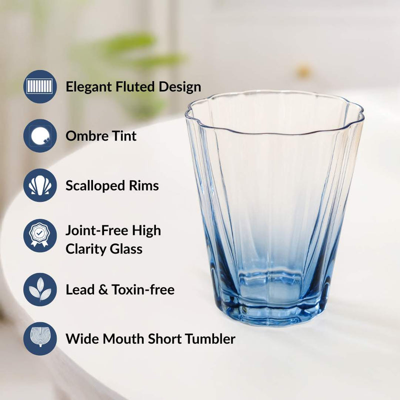 Aurora Ombre Fluted Tumbler Set Of 2 Blue 270ml