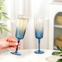 Aurora Ombre Fluted Champagne Glass Set Of 2 Blue 220ml