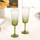 Aurora Ombre Fluted Champagne Glass Set Of 2 Green 220ml