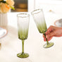 Aurora Ombre Fluted Champagne Glass Set Of 2 Green 220ml