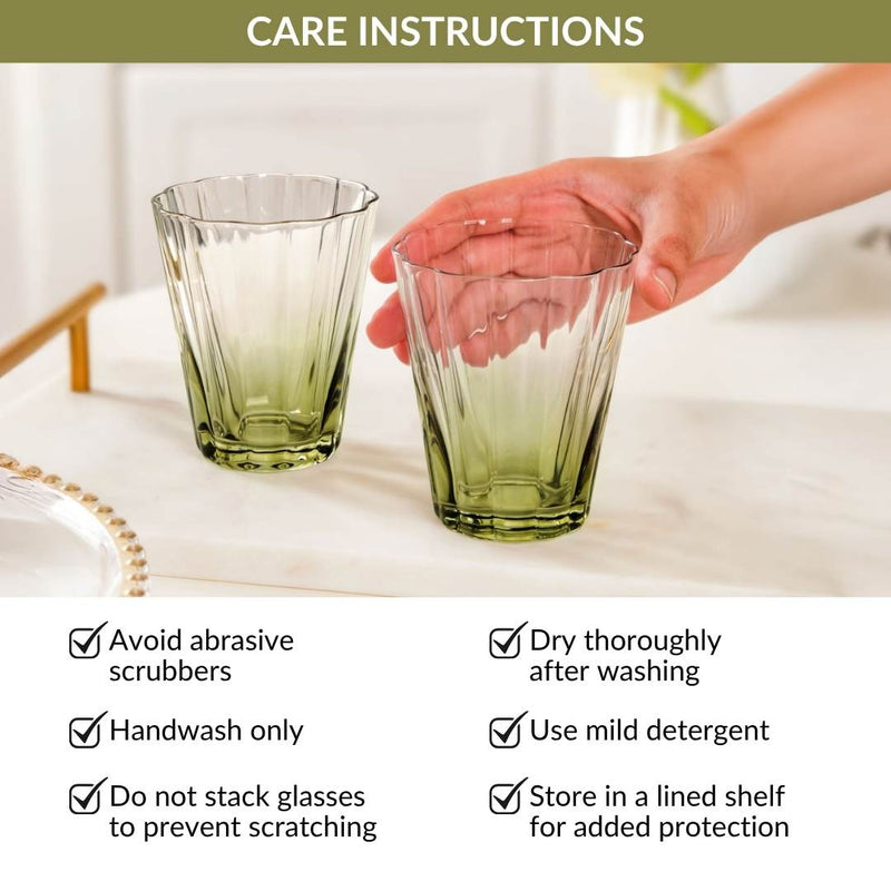 Aurora Ombre Fluted Tumbler Set Of 2 Green 270ml