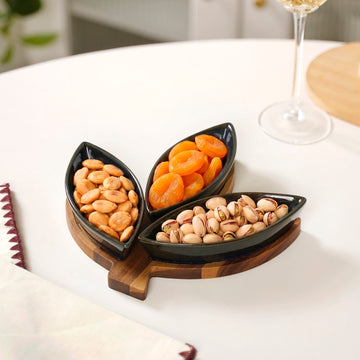 Three Leaf Porcelain Platter Set