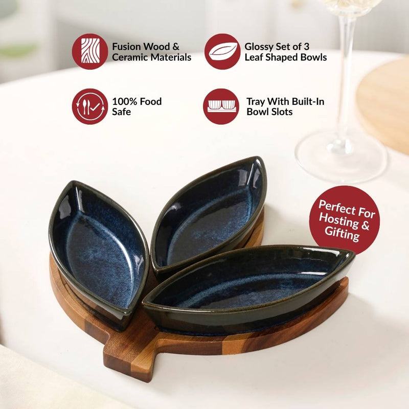 Three Leaf Porcelain Platter Set