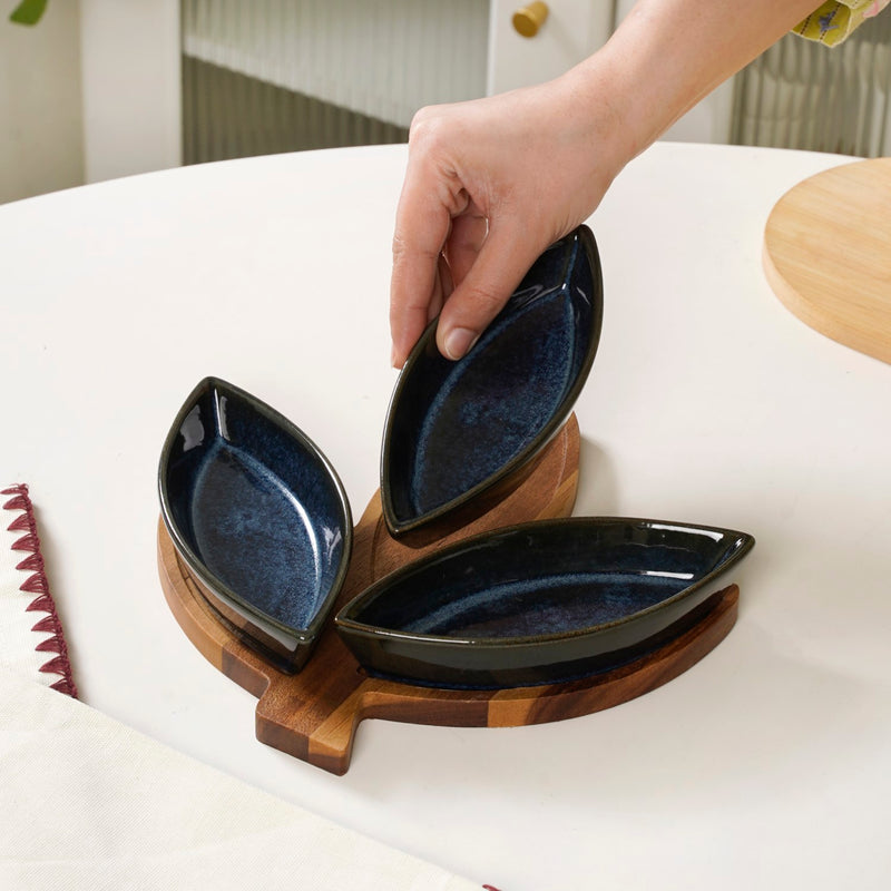 Three Leaf Porcelain Platter Set