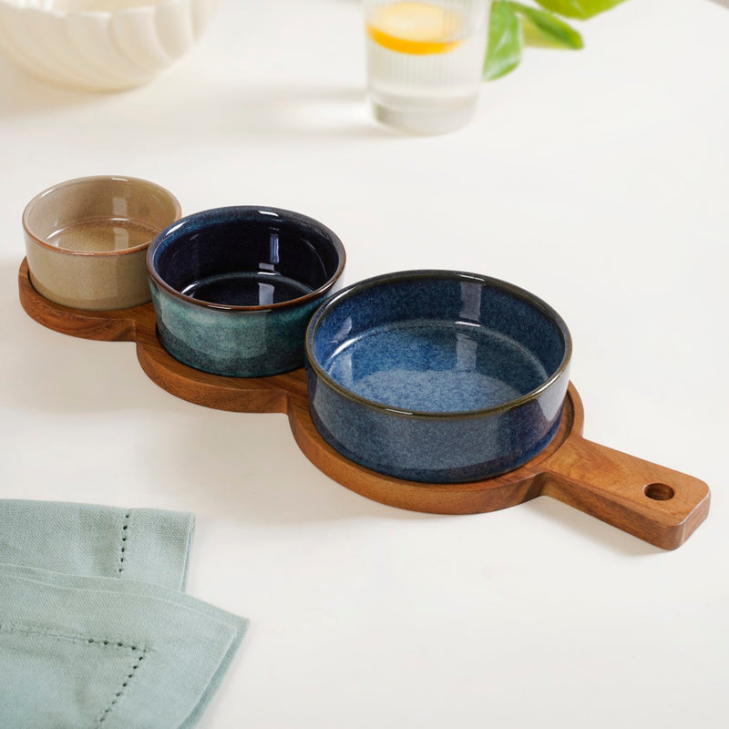 Stoneware Trio Serving Platter Set Of 4