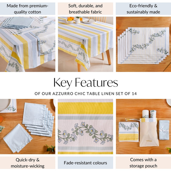 Azzuro Table Cover Placemat Runner and Napkin Set