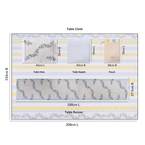 Azzuro Table Cover Placemat Runner and Napkin Set