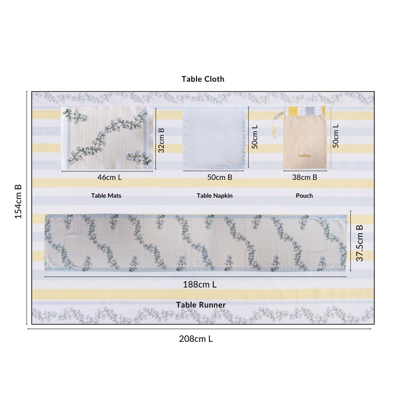 Azzuro Table Cover Placemat Runner and Napkin Set