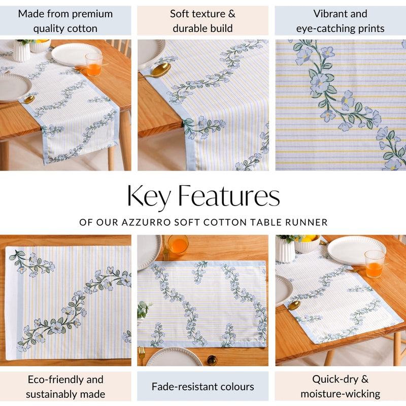 Azzurro Soft Cotton Table Runner