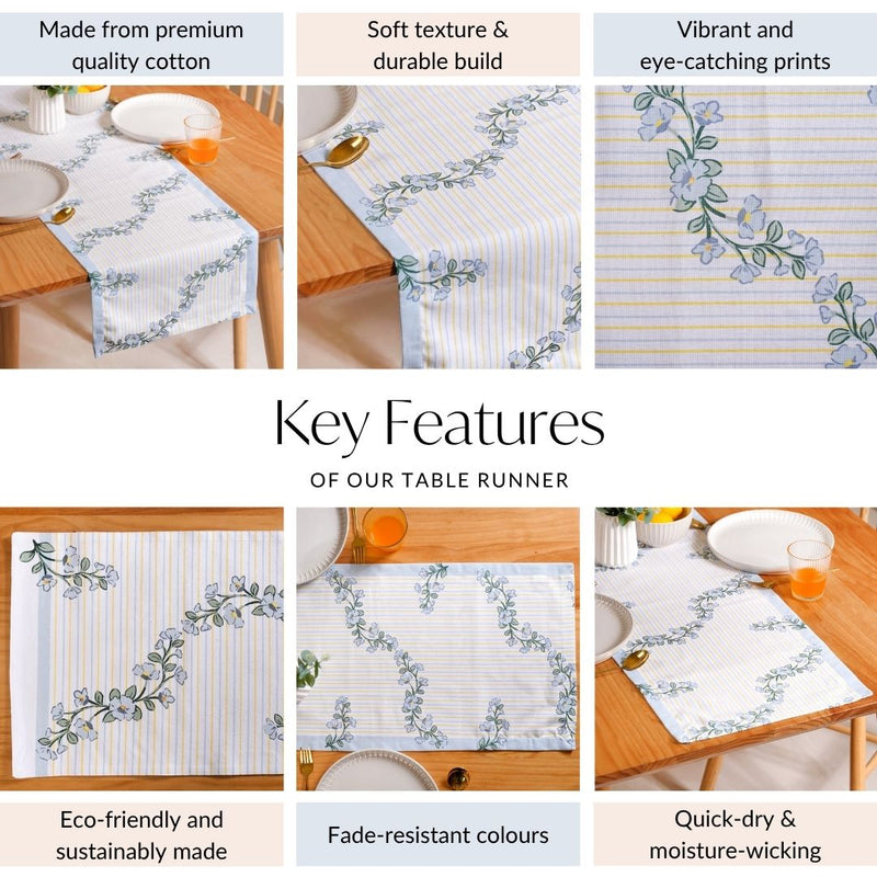 Azzurro Cotton 8 Seater Table Runner 140x14cm