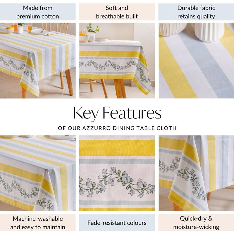 Azzurro Dining Table Cloth For 8 Seater