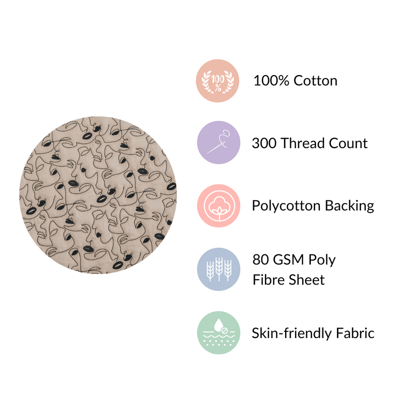 Embroidered King Size Bed Cover Beige