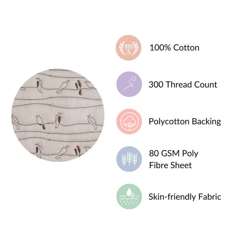 Cotton King Size Bed Cover Beige