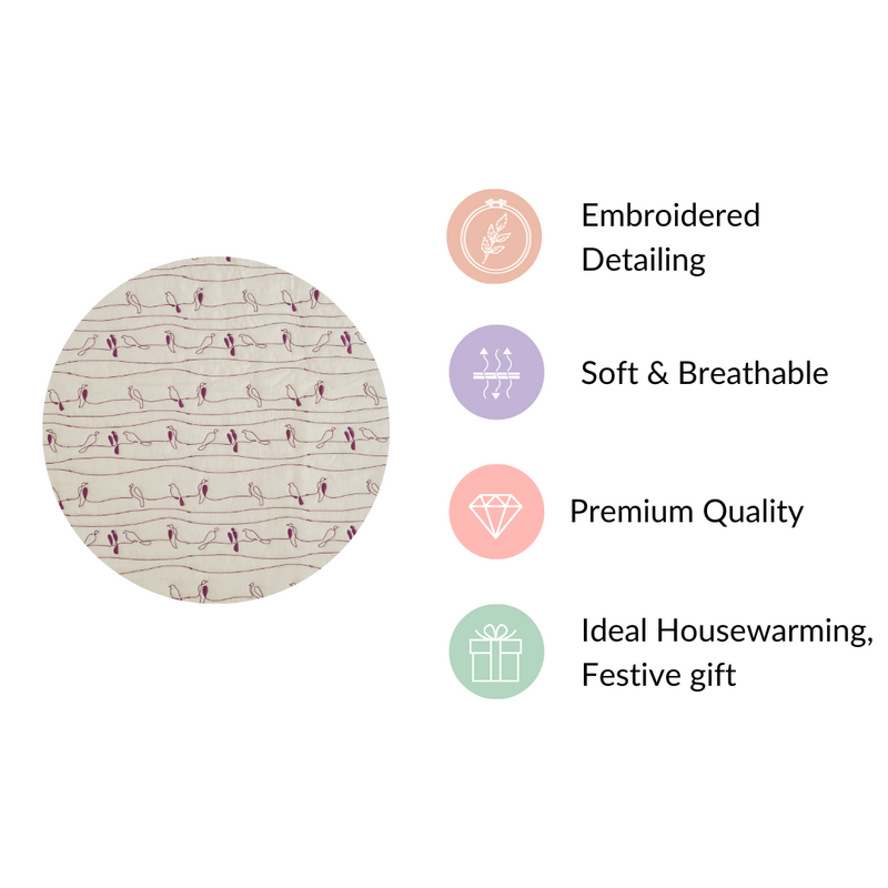 Pure Cotton King Size Bed Cover Off White