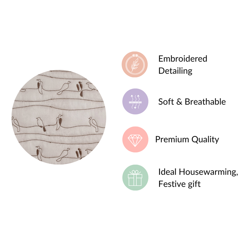 Cotton King Size Bed Cover Beige