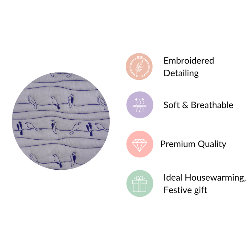 Pure Cotton Quilted King Size Bed Cover Grey