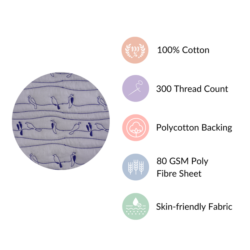 Pure Cotton Quilted King Size Bed Cover Grey