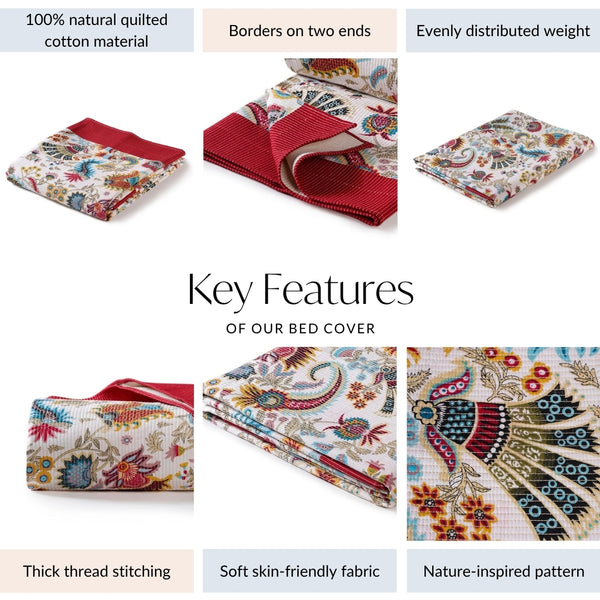 Ethnic Bloom Quilted Cotton Bedcover 250x230cm