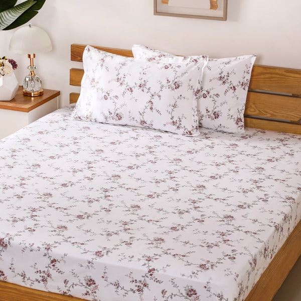 Floral 100% Pure Cotton Night Bedsheet Set 180 TC Soft Touch King Size 275x275 cm