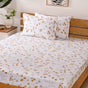 Yellow Floral Printed Cotton Bedding Set For King Size Bed