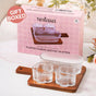 Petalia Glass And Wood Serving Platter Set Of 4