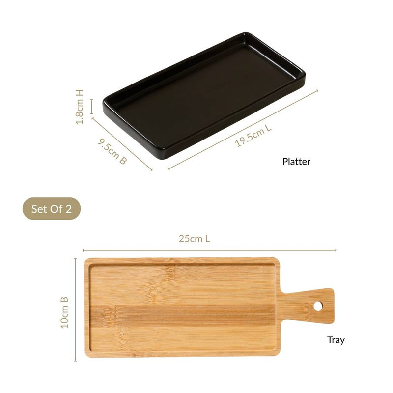 Appetizer Platter Set Of 2 Matte Black