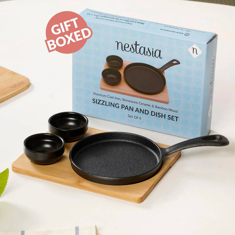 Matte Black Sizzler Pan Dip Bowl Tray Set Of 4
