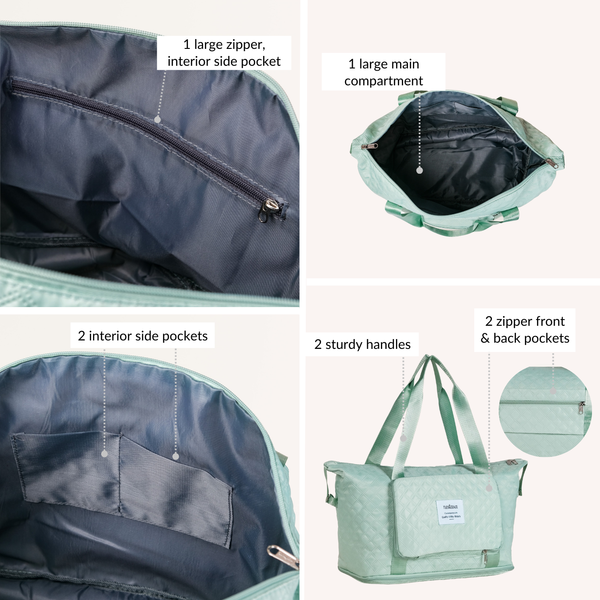 Montara Expandable Foldable Luxe Travel Bag Mint